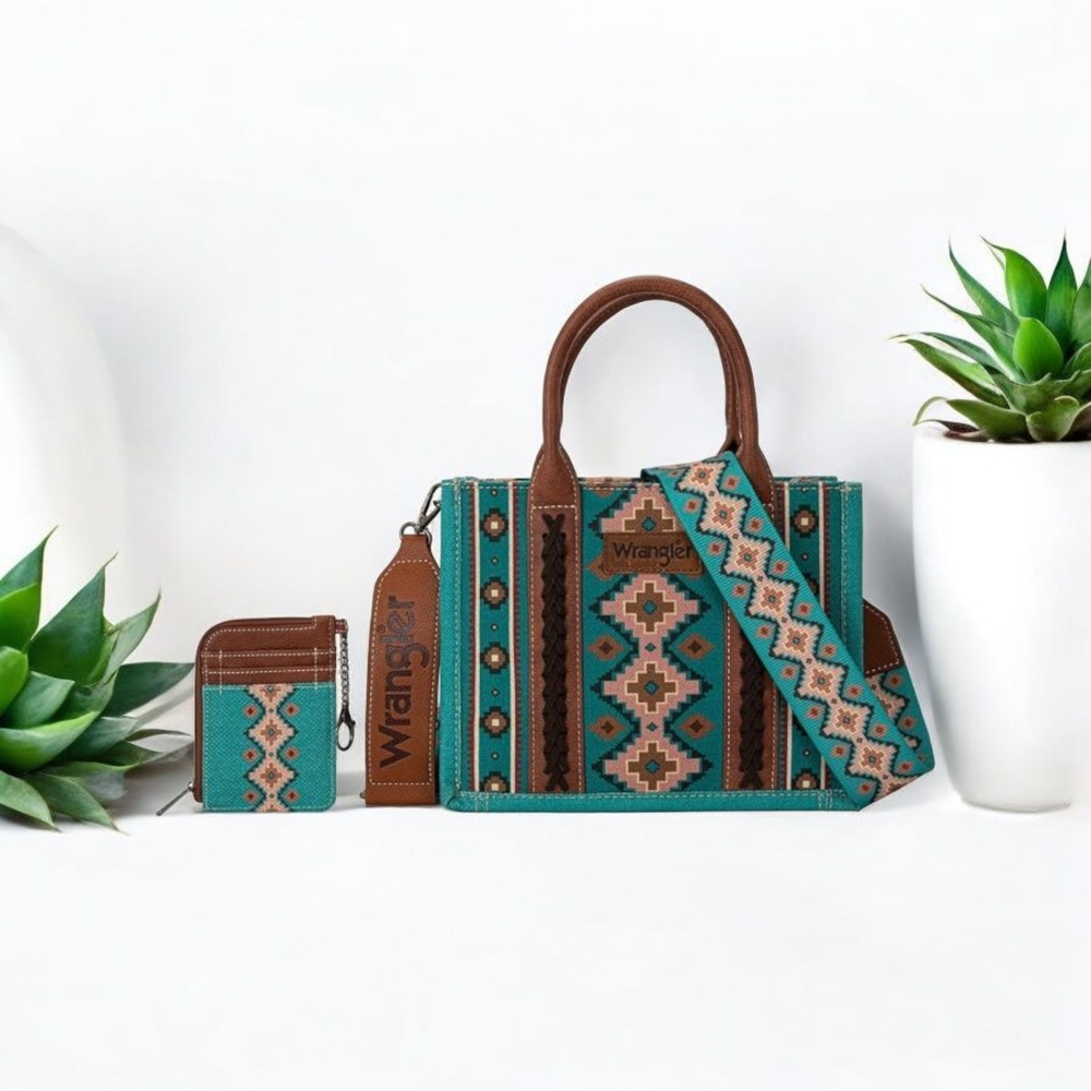 NWT Wrangler Teal and Brown Women's Bag Set